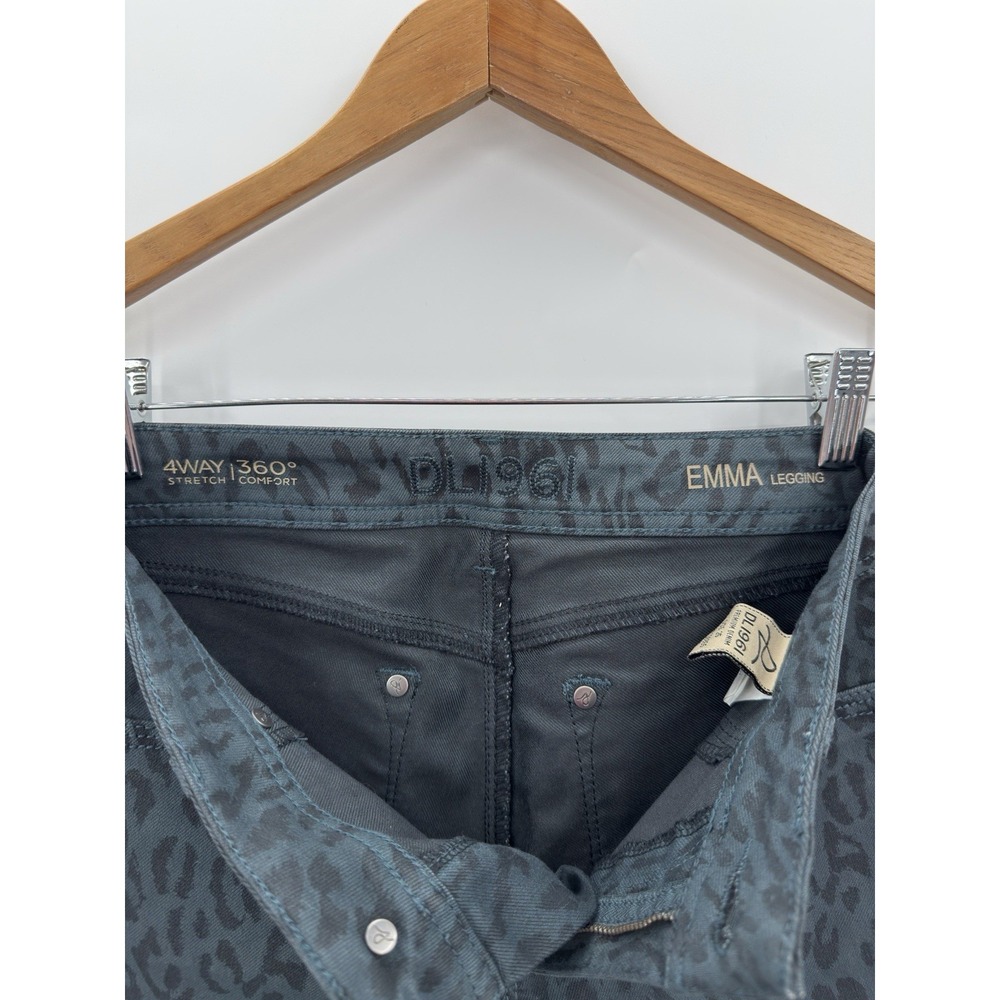 DL1961 Emma‎ Teal Cougar Print Jeggings 4 Way Stretch Women's Size 25 - Picture 4 of 7